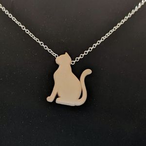 20 inch silver plated cat necklace